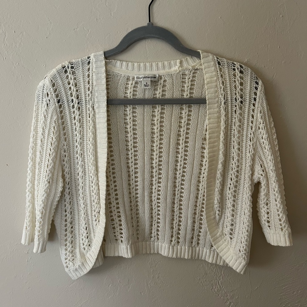 Cropped White Cardigan